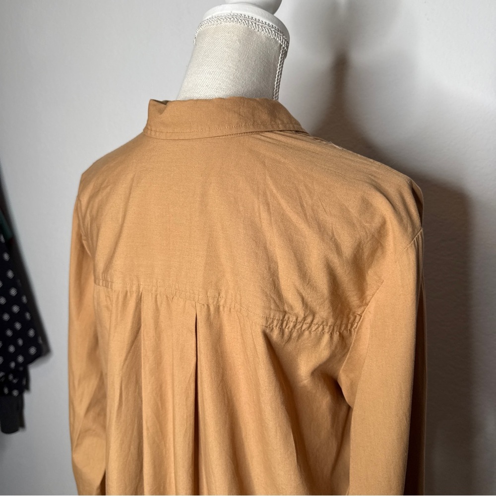 Anthropologie Side Button Tunic Blouse Camel Hidden Placket Cotton Size S - Picture 6 of 10